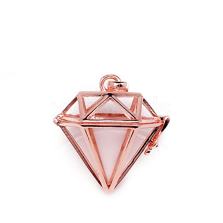 Brass Bead Cage Pendants BECA-PW0001-06C-1