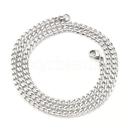 Non-Tarnish Men's 201 Stainless Steel Cuban Chain Necklace NJEW-R257-001A-P-1