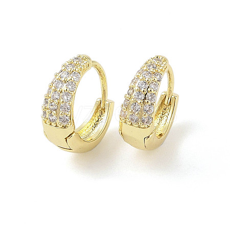 Brass Micro Pave Clear Cubic Zirconia Hoop Earrings for Women EJEW-L285-001G-1