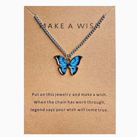 Bohemian Alloy Enamel Butterfly Pendant Necklaces for Women WG0CAA2-12-1