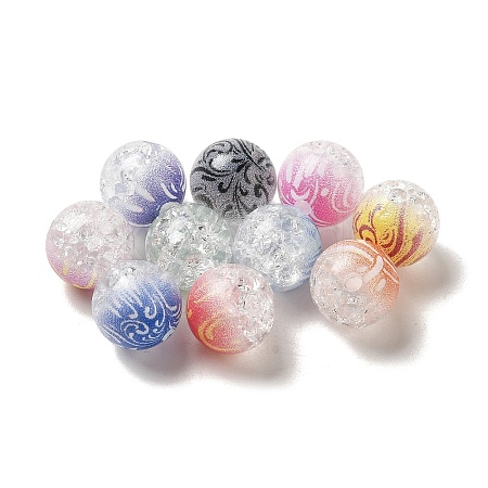 Duotone Spray Painted Crackle Acrylic Beads OACR-G029-02-1