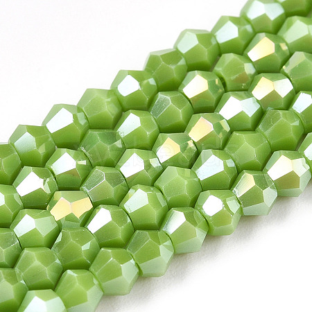 Opaque Solid Color Electroplate Glass Beads Strands EGLA-A039-P2mm-B21-1