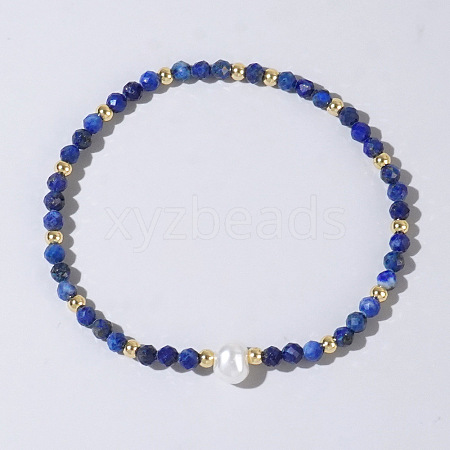 Natural Lapis Lazuli Beaded Stretch Bracelets for Women BG9690-13-1