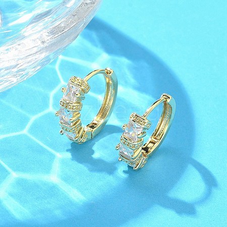 Brass Micro Pave Clear Cubic Zirconia Hoop Earrings EJEW-C122-02G-1