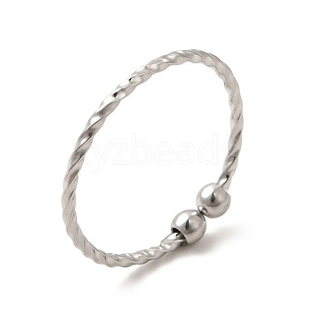 304 Stainless Steel Beaded Open Cuff Ring for Women RJEW-E070-02P-1