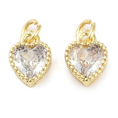 Real 18K Gold Plated Brass Inlaid Cubic Zirconia Charms ZIRC-L100-074G-04-1