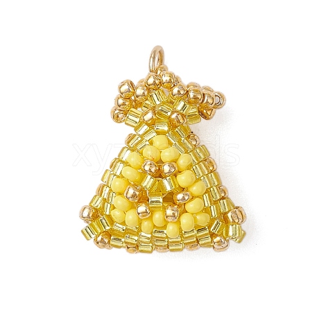 Glass Seed Beaded Lucky Bag Pendants PALLOY-MZ00477-02-1