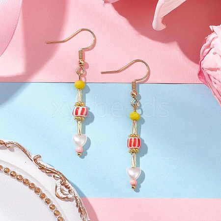 ABS Imitation Pearl & Glass Dangle Earrings EJEW-JE06278-1