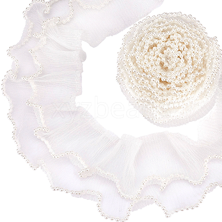 2 Layer Polyester Pleated Lace Trim OCOR-WH0088-46A-1