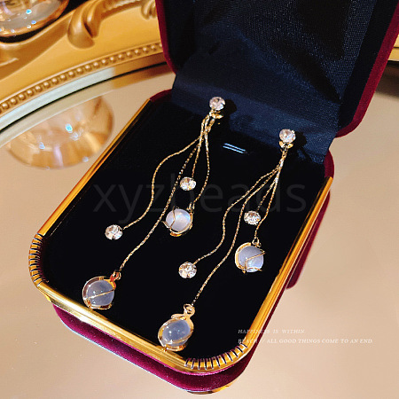 Imitation Pearl Tassel Dangle Earrings DX8372-7-1