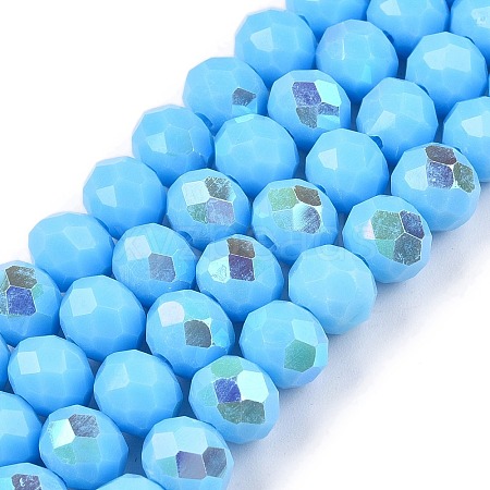 Electroplate Opaque Solid Color Glass Beads Strands EGLA-A044-P8mm-L08-1