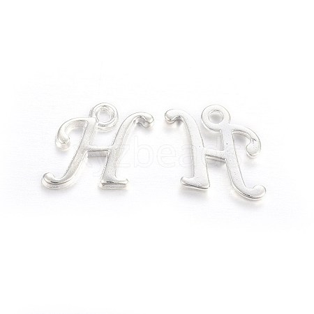 Silver Color Plated Alloy Letter Pendants X-PALLOY-J718-01S-H-1