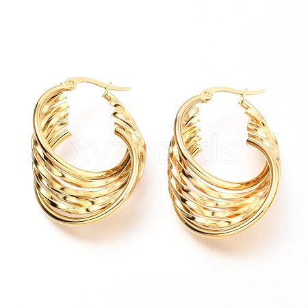 304 Stainless Steel Hoop Earrings EJEW-C501-17G-1