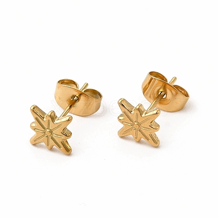 304 Stainless Steel Star Stud Earrings for Women EJEW-C004-06G-1