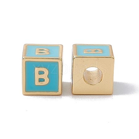 Rack Plating Brass Enamel Beads KK-B060-04G-06B-1