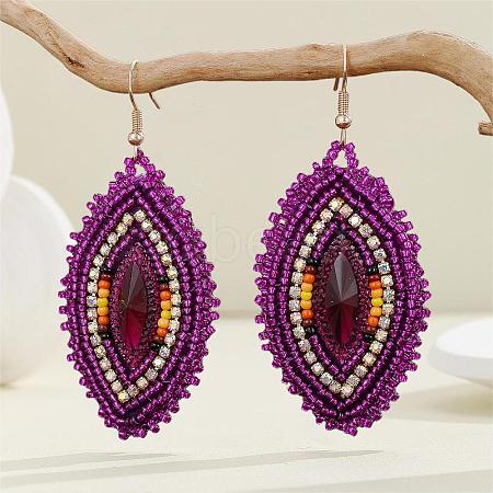 Bohemian Style Glass Bead Handmade Horse Eye Dangle Earrings for Women NQ6422-5-1