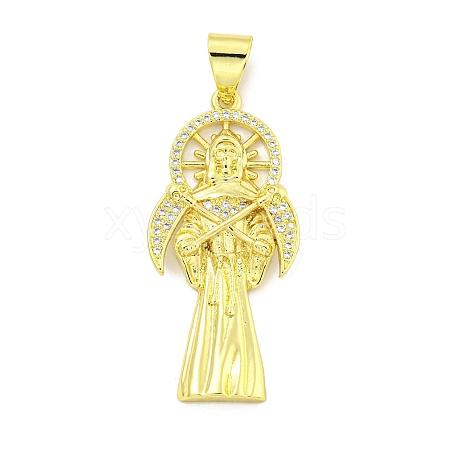 Rack Plating Brass Micro Pave Clear Cubic Zirconia Pendants KK-B091-30G-05-1