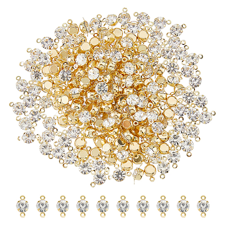 200Pcs Brass Pave Clear Cubic Zirconia Connector Charms KK-FH0007-70KCG-1