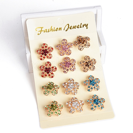 12Pcs Alloy Rhinestone Brooch for Backpack Clothes PW-WG29B21-06-1