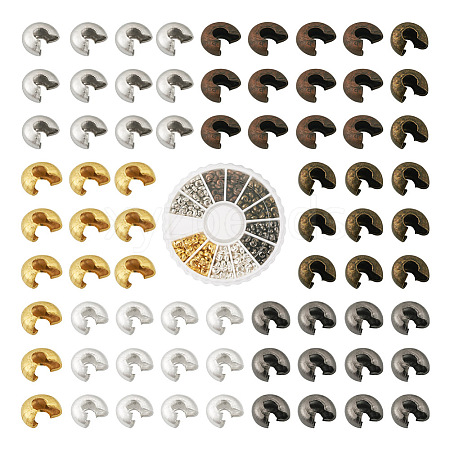 480Pcs 6 Colros Iron Crimp Beads Covers IFIN-PJ0001-01-1