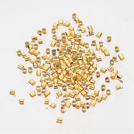 Golden Plated Brass Tube Crimp Beads X-E003-G-1