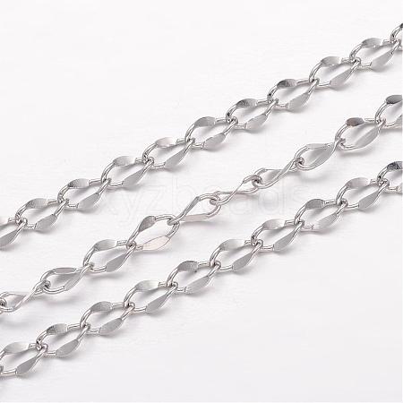 Tarnish Resistant 304 Stainless Steel Curb Chains CHS-K004-16P-0.4mm-1