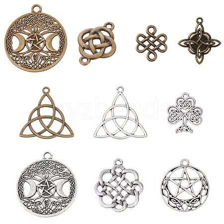 SUNNYCLUE DIY 20Pcs 10 Style Tibetan Style Alloy Pendants PALLOY-SC0004-11-1