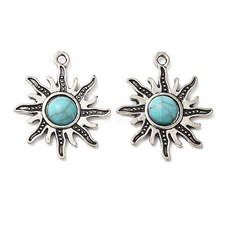 Tibetan Style Alloy Pave Imitation Turquoise Pendants FIND-NH0001-01AS-1