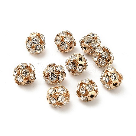 10mm Brass Rhinestone Beads X1-KK-S519-01C-01G-1