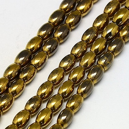 Electroplate Non-magnetic Synthetic Hematite Beads Strands G-J168-6x4mm-04-1