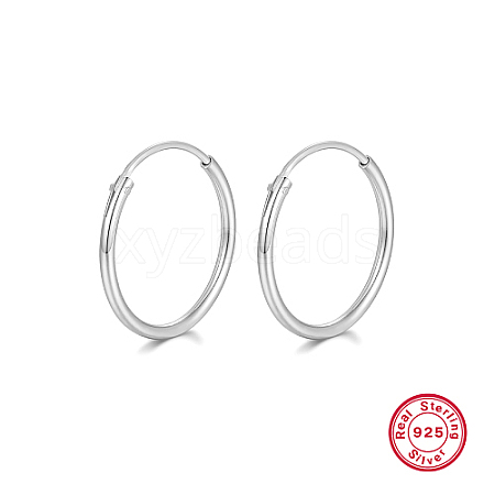 Rhodium Plated 925 Sterling Silver Huggie Hoop Earrings HA9525-08-1