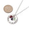 Glass and Alloy Round With Word Forever In My Heart Pendants Necklace NJEW-JN04697-03-4