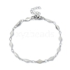 304 Stainless Steel Rhombus Link Chain Bracelets for Women BJEW-D023-02P-1