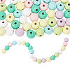 Globleland 140Pcs 7 Colors Spray Painted Wood European Beads WOOD-GL0001-18-1