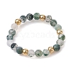 3Pcs 3 Style Natural Mixed Gemstone Round Beaded Stretch Rings Set RJEW-TA00087-2