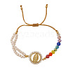 Brass Religion Virgin Link Colorful Glass and Seed Bead Adjustable Braided Bracelets for Women UM5876-5