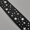 100 Yards Polyester Star Print Grosgrain Ribbon OCOR-WH0085-62-3
