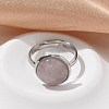 Half Round Natural Rose Quartz Finger Rings X-RJEW-M062-01P-17-4