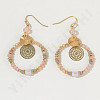 Brass Glass Flat Round with Rondelle Beaded Dangle Earrings FS-WG1FB0A-01-1