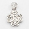 CZ Lucky Jewelry Brass Micro Pave Cubic Zirconia Four Leaf Clover Charms Pendants X-ZIRC-M011-18P-NR-1