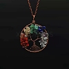 7 Chakra Gemstone Chip Tree of Life Pendant Necklaces PW-WG100CC-03-1