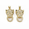 Brass Micro Pave Clear Cubic Zirconia Pendants ZIRC-N039-194-NF-1