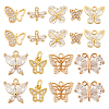 AHADERMAKER 18Pcs 9 Styles Brass Pave Clear Cubic Zirconia Pendants KK-GA0001-30-1