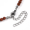 Synthetic Goldstone 4.5mm Round Beaded Flower Pendant Necklaces NJEW-T016-04J-6