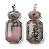 Natural Rhodonite Human Body Shaped Pendants G-P552-03P-07-1