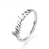 304 Stainless Steel Word Adjustable Ring RJEW-L107-031P-1