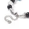 Natural & Synthetic Mixed Stone Beaded Bracelet with Cross Charm BJEW-TA00184-03-3