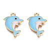 Light Gold Plated Alloy Enamel Pendants ENAM-T009-55A-RS-2