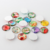 Flower Printed Glass Cabochons GGLA-A002-25mm-BB-2