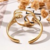 Hollow Human Face 304 Stainless Steel Open Cuff Rings for Women LS-RJEW-M046-03G-5